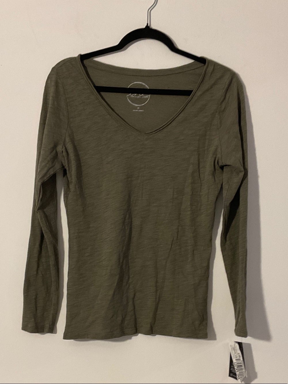INC International Concepts Olive Green V-Neck Long Sleeve Top